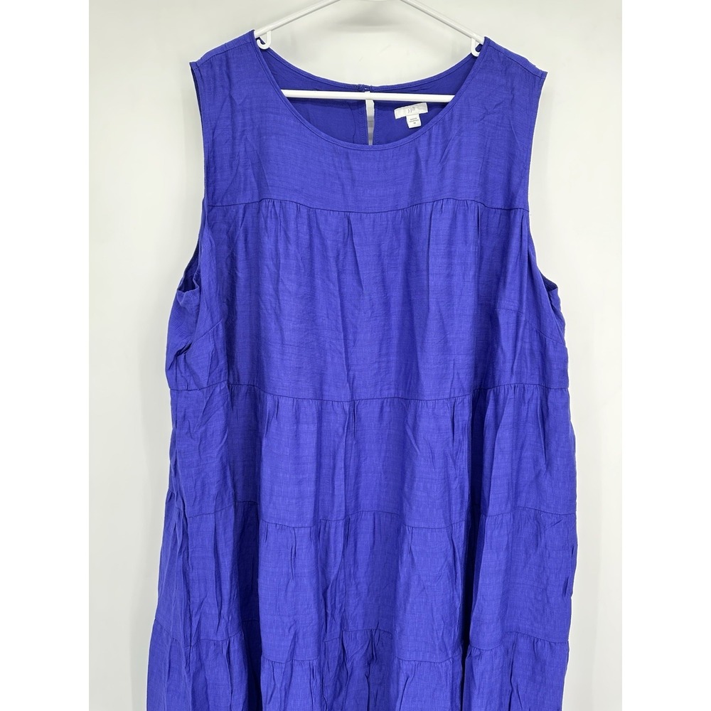 J.Jill Saguaro Tiered Maxi Dress 3X Royal Purple Boho Resort Coastal Grandma - Picture 9 of 14